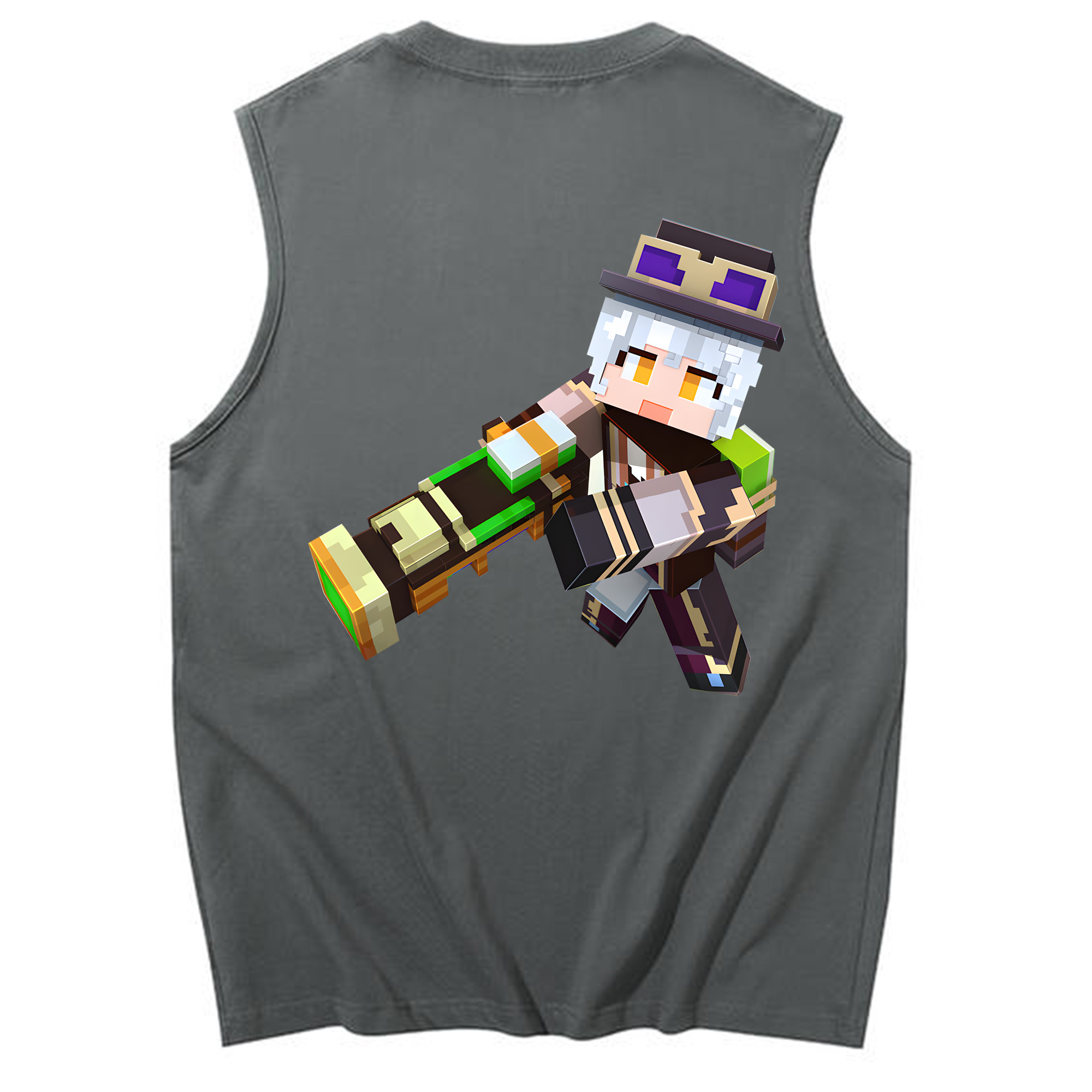 （画像用） マインクラフト ブロックの世界 Minecraft MC Block world コットン100％タンクトップ（背面プリント）
